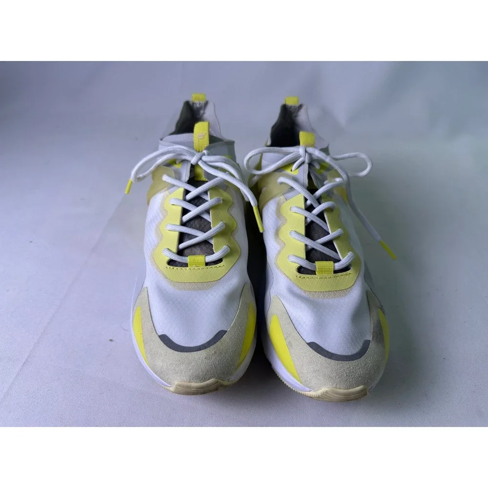 Fabletics Cheviot Performance Sneaker Women Sz 7 White Neon Yellow Athletic Gym‎